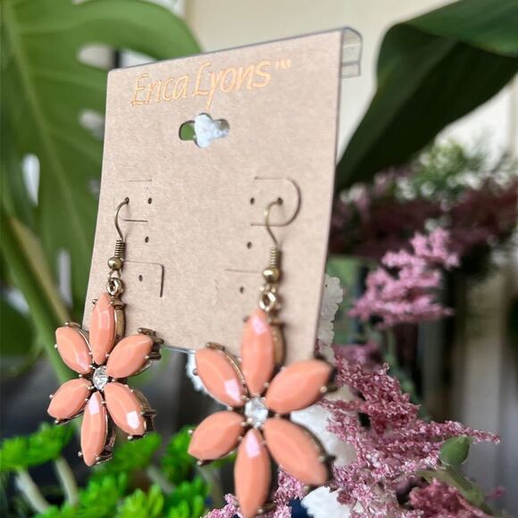 Erica Lyons Fashion Earrings Floral Dangle - Picture 7 of 8